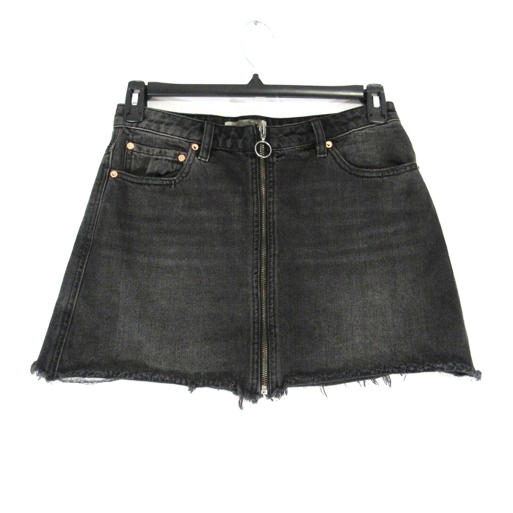 Free People Miniskirt Size 28 Haven Denim Mini Fray Distress Cut Off Zip Front